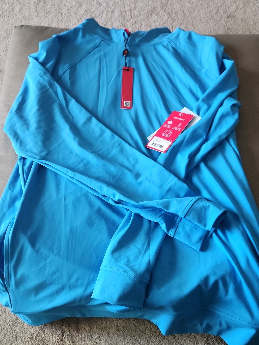 Men's Blue Performance Long-Sleeve Pullover